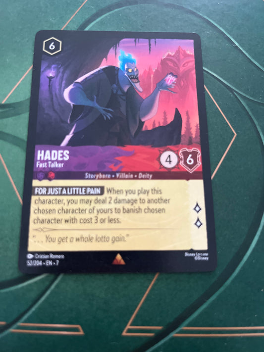 Disney Lorcana Hades - Fast Talker 52/204 S7 NM/LP