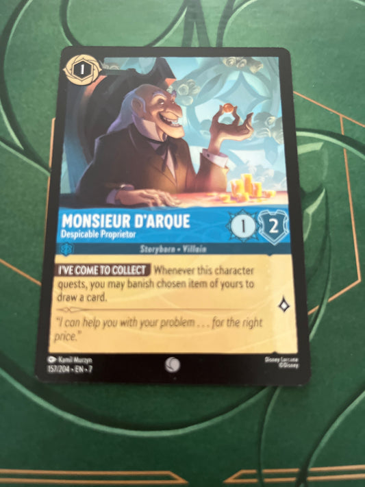 Disney Lorcana Monsieur D’arque - Despicable Proprietor 157/204 S7 NM/LP